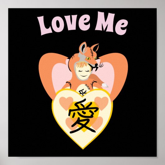Poster Kawaii Foxy Cosplay Love Heart (Devant)