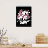 Poster Kawaii fraise vache folle vache ferme animal (Cuisine)