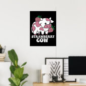 Poster Kawaii fraise vache folle vache ferme animal (Bureau à domicile)