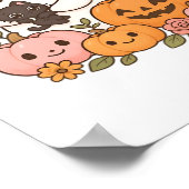 Poster Kawaii Ghost Halloween Chat noir Citrouille Chat c (Coin)