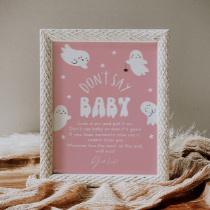 Poster Kawaii Halloween ne pas dire Baby shower Jeu signe