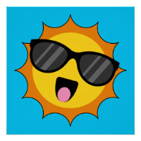 Kawaii Joyeux soleil avec lunettes de soleil