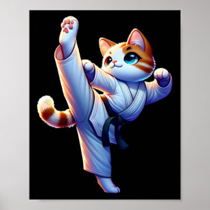Poster Kawaii Karate Kitty En Action