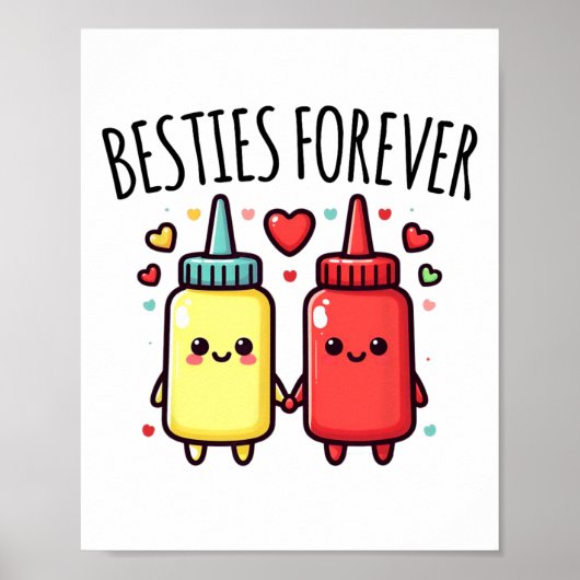 Poster Kawaii Ketchup Et Mustard Funny Bff Correspondant  (Devant)