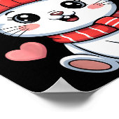 Poster Kawaii Lapin Saint-Valentin Cœurs Écharpe d'Hiver (Coin)