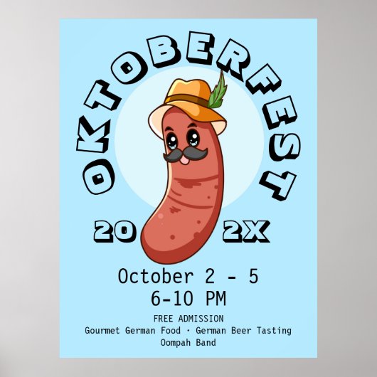 Poster Kawaii Oktoberfest Bratwurst (Devant)