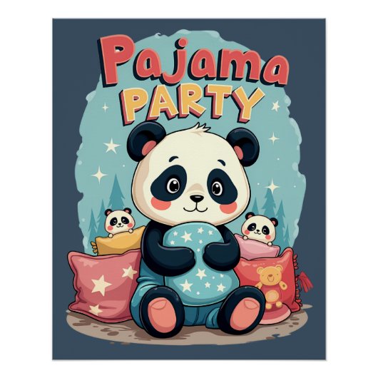 Poster Kawaii Panda Pajama Party Cosy Slepov esthétique (Devant)