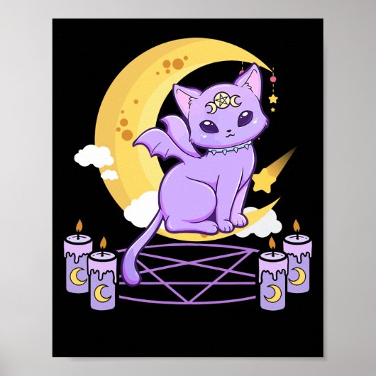 Poster Kawaii Pastel Goth Cute Chat Noir Déplaisant (Devant)