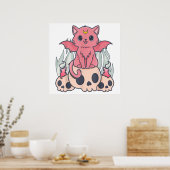 Poster Kawaii Pastel Goth Cute Démon Déplaisant Chat et C (Cuisine)