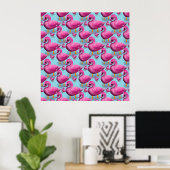 Poster Kawaii Pink Duck Pattern – Adorable Aesthetic Maxi (Bureau à domicile)