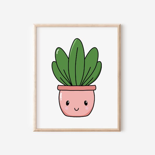 Poster Kawaii Poted Plante Art