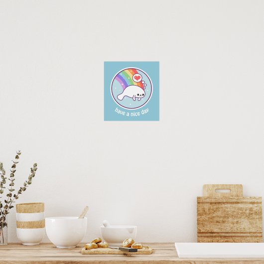 Poster Kawaii Rainbow Manatee (Cuisine)