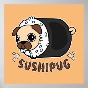 Poster Kawaii Sushi Carlin Mashup Funny Chien Lover cadea