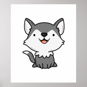 Poster Kawaii Wolf