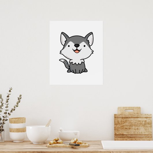 Poster Kawaii Wolf (Cuisine)