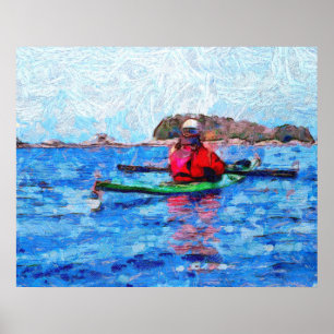 Poster Kayak en Alaska Barenoff Islands Peinture