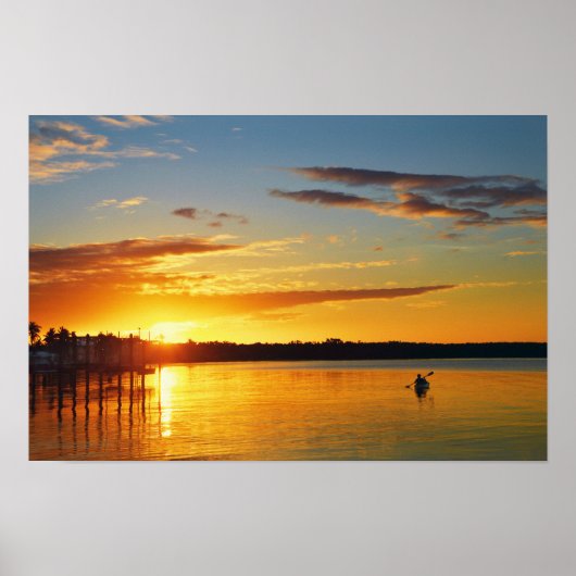 Poster Kayakiste de Floride au coucher du soleil (Devant)