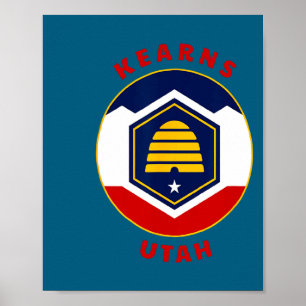 Poster Kearns Utah Nouveau Drapeau Ut Souvenir de Vacance