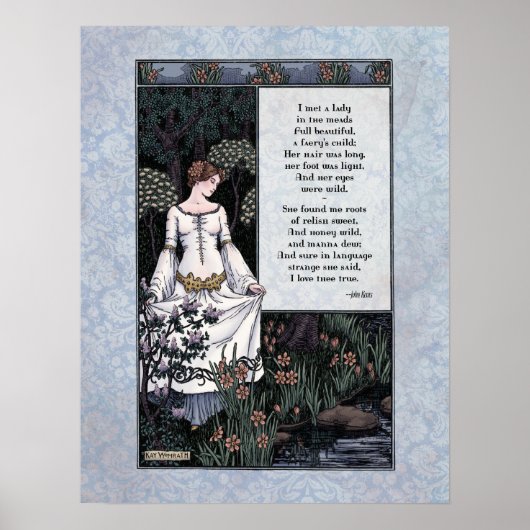 Poster Keats "La Belle Dame" Victorian Art Poetry 17x22 (Devant)