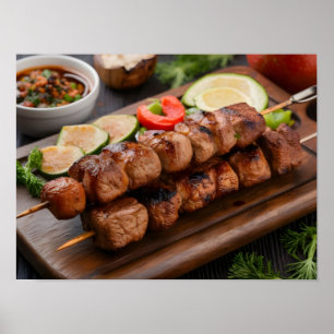 Poster Kebab chichi avec viande grillée et Légume