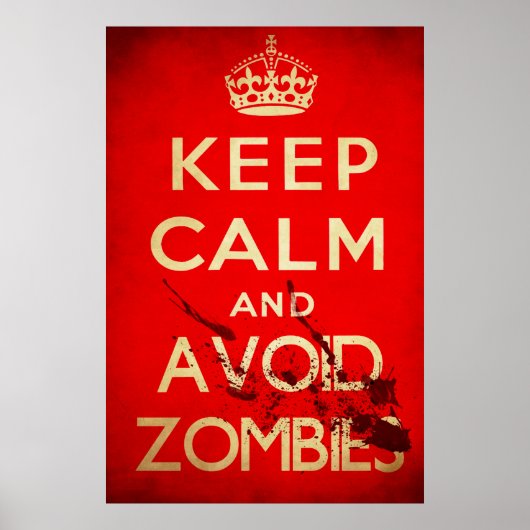 Poster Keep calm and avoid zombies (Devant)