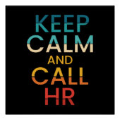 Poster Keep Calm And Call HR Funny Human Resources (Devant)
