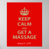 Poster Keep Calm and Get a Massage (Devant)
