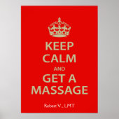 Poster Keep Calm and Get a massage (Devant)