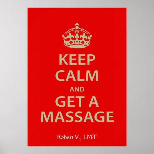 Poster Keep Calm and Get a massage (Devant)