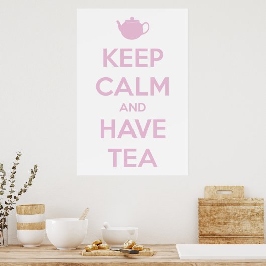 Poster Keep Calm and Have Tea Pink on White (Cuisine)