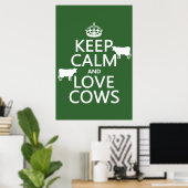Poster Keep Calm and Love Cows (Bureau à domicile)