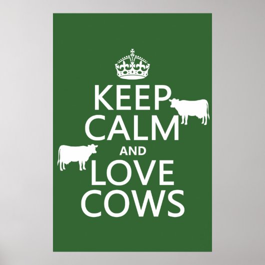 Poster Keep Calm and Love Cows (Devant)