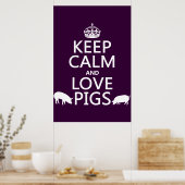 Poster Keep Calm and Love Pigs (Cuisine)