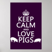 Poster Keep Calm and Love Pigs (Devant)