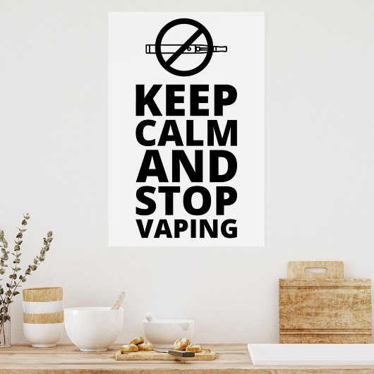 Poster Keep Calm And Stop Vaping - Anti Vape (Cuisine)