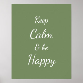 Poster Keep Calm & Be Happy Sage Green