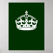 Poster Keep Calm Crown on Forest Green Decor (Devant)