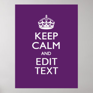 Poster KEEP CALM personnalisé et votre texte sur violet