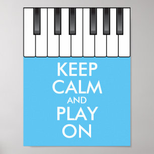 Poster KEEP CALME personnalisé et JOUER ON - piano clavie