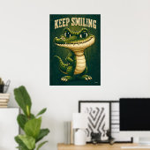Poster Keep Smiling Crocodile – Funny Cartoon Character (Bureau à domicile)