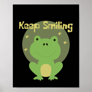 Poster Keep smiling Kawaii green baby frog smiling 