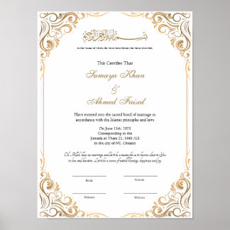 Poster Keepsar Elegant cadre nikkah contrat