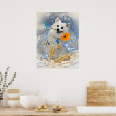 Poster Keeshond Angel Stands Avec Papillons (Cuisine)