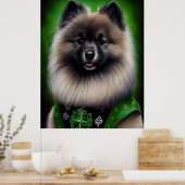Poster Keeshond Dog en tenue de jour St. Patrick (Cuisine)