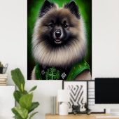 Poster Keeshond Dog en tenue de jour St. Patrick (Bureau à domicile)