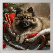 Poster keeshond Festive de Noël de chien (Devant)