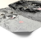 Poster Keeshond Maman et Son Peinture - Art Chien origina (Coin)