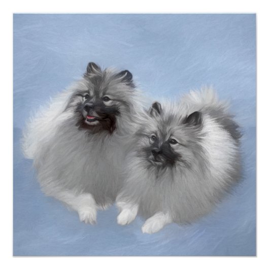 Poster Keeshond Paire de Kees Peinture Art animal origina (Devant)