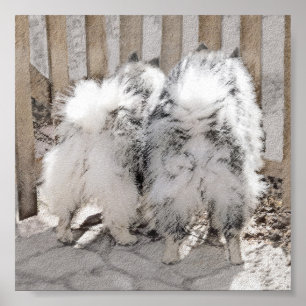 Poster Keeshonds at the Gate Painting - Original Dog Art