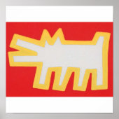Poster Keith Haring Dog Design rouge et jaune (Devant)